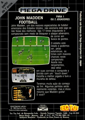 John Madden Football (USA, Europe) box cover back